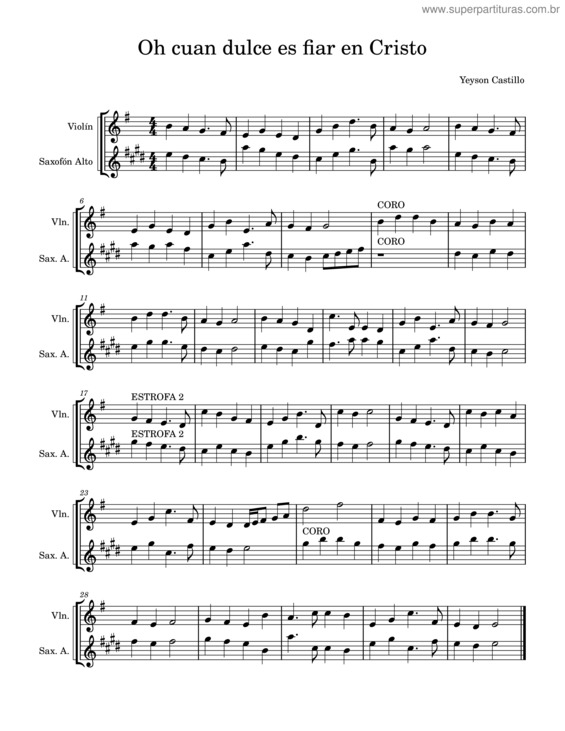 Partitura da música Oh Cuan Dulce Es Fiar En Cristo v.2