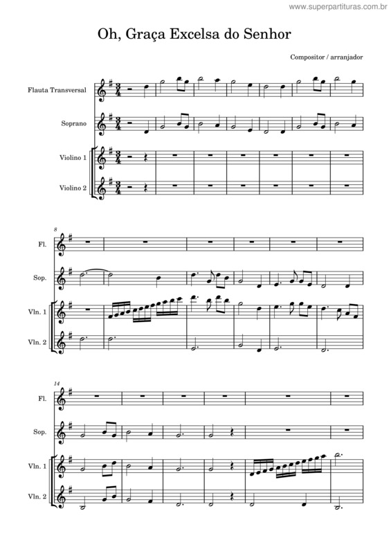 Partitura da música Oh Graça Excelsa 87 Vm