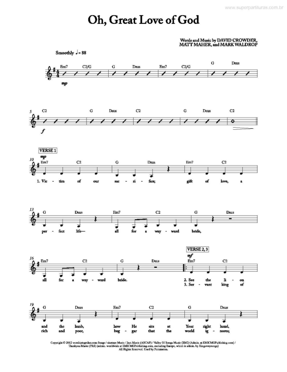 Partitura da música Oh Great Love of God v.2