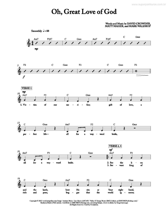 Partitura da música Oh Great Love of God