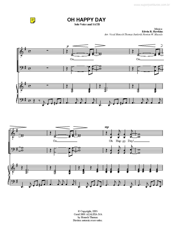 Partitura da música Oh Happy Day v.3