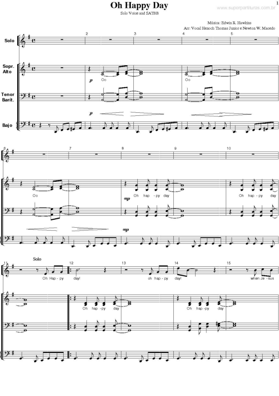 Partitura da música Oh Happy Day v.6