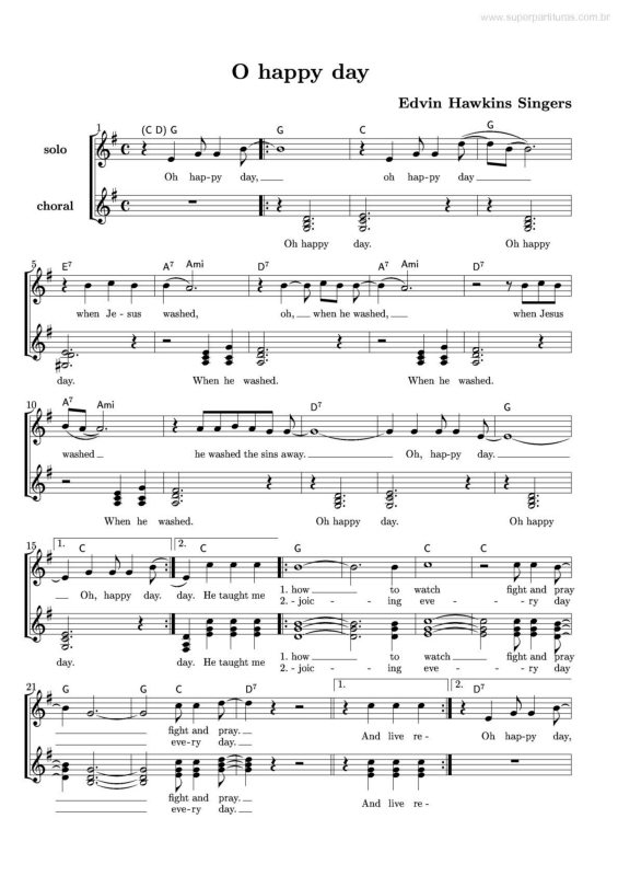 Partitura da música Oh Happy Day v.7