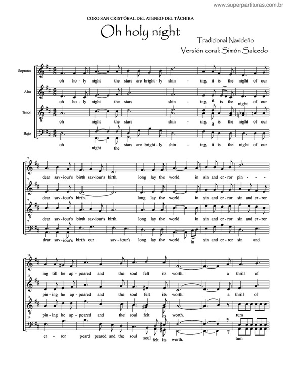 Partitura da música Oh Holy Night