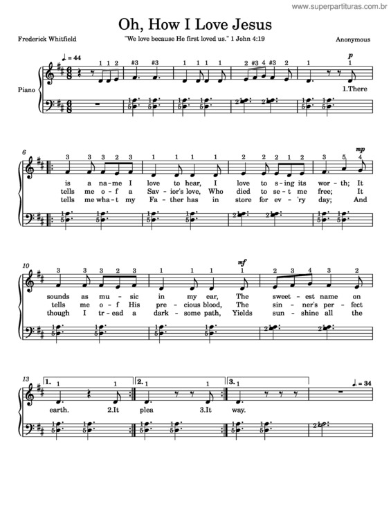 Partitura da música Oh How I Love Jesus