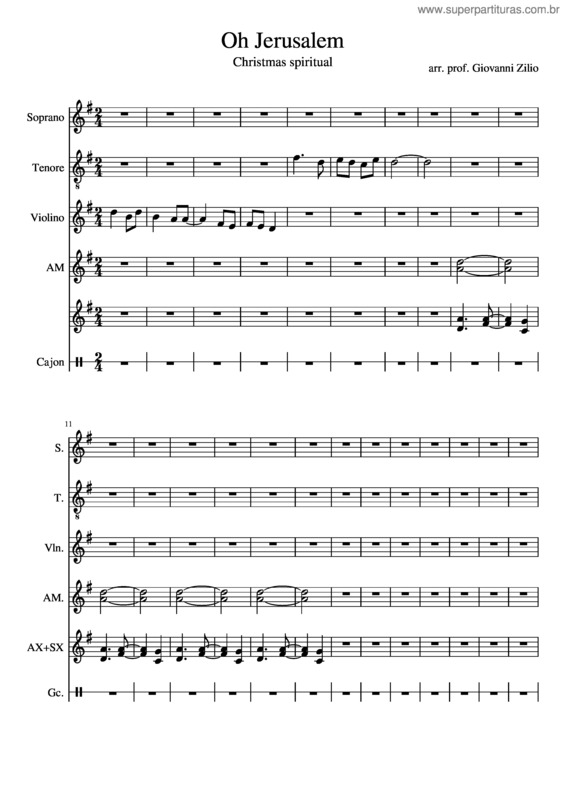 Partitura da música Oh Jerusalem