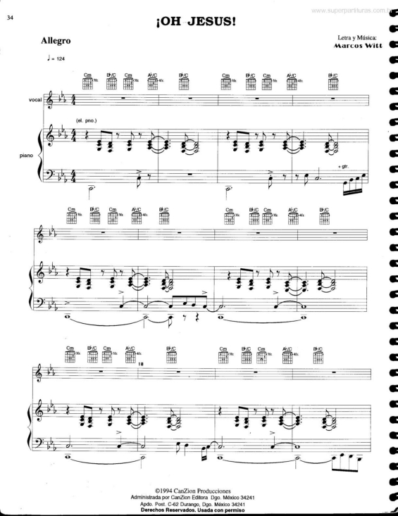 Partitura da música Oh Jesus