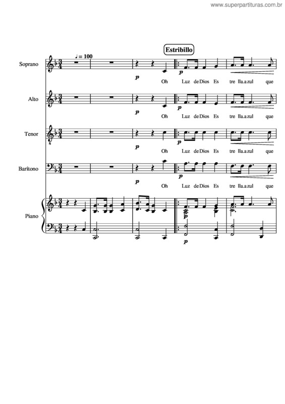 Partitura da música Oh Luz De Dios v.2