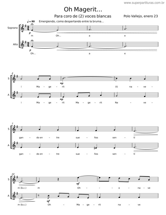 Partitura da música Oh Magerit – Polo Vallejo