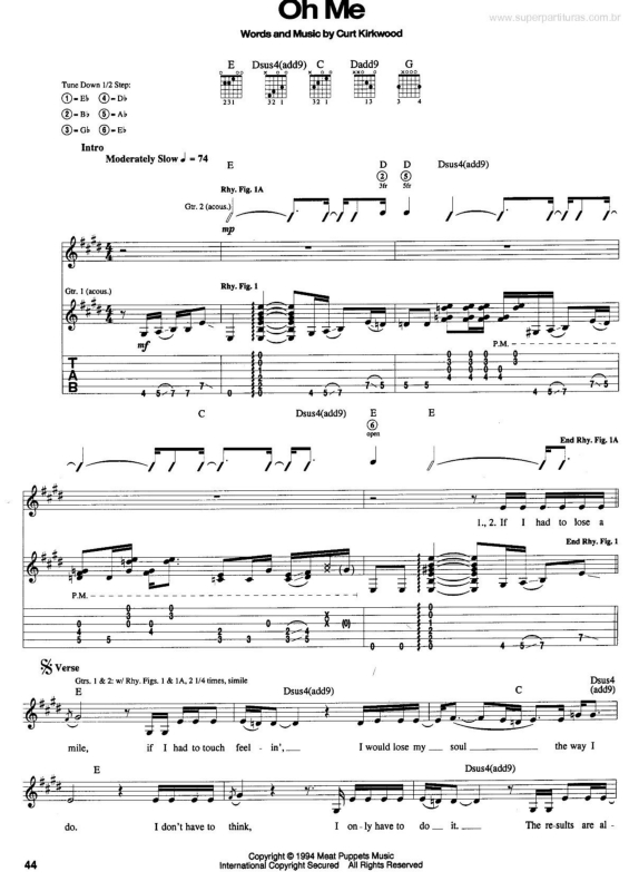 Partitura da música Oh Me