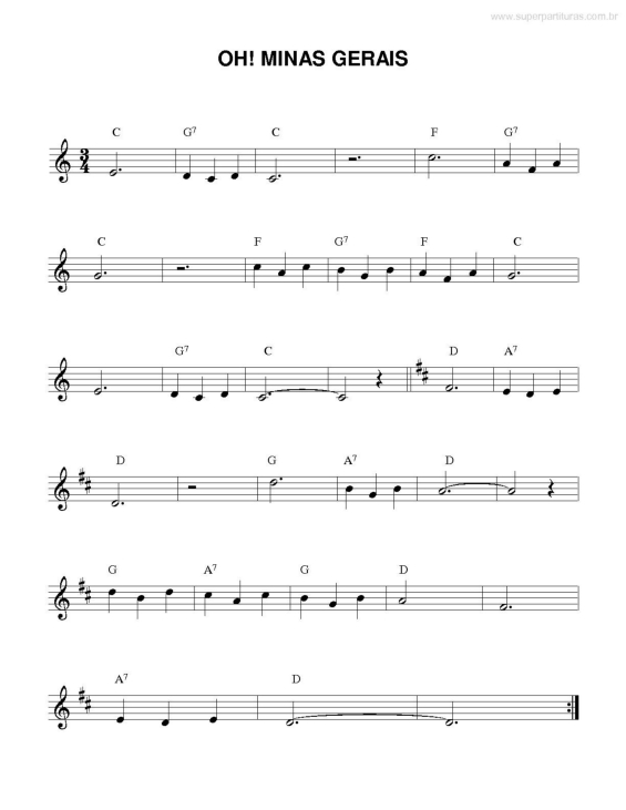 Partitura da música Oh Minas Gerais