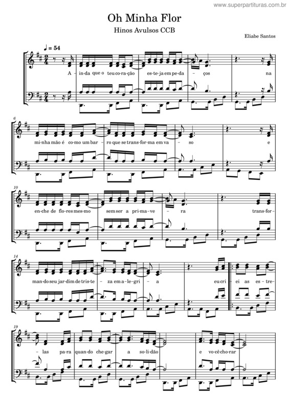 Partitura da música Oh Minha Flor – Dó – Eliabe Santos
