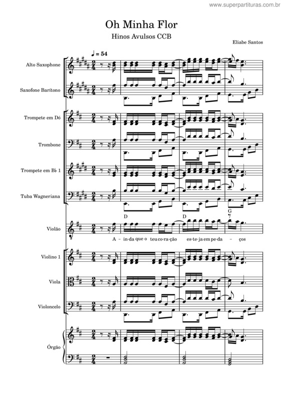 Partitura da música Oh Minha Flor – Eliabe Santos