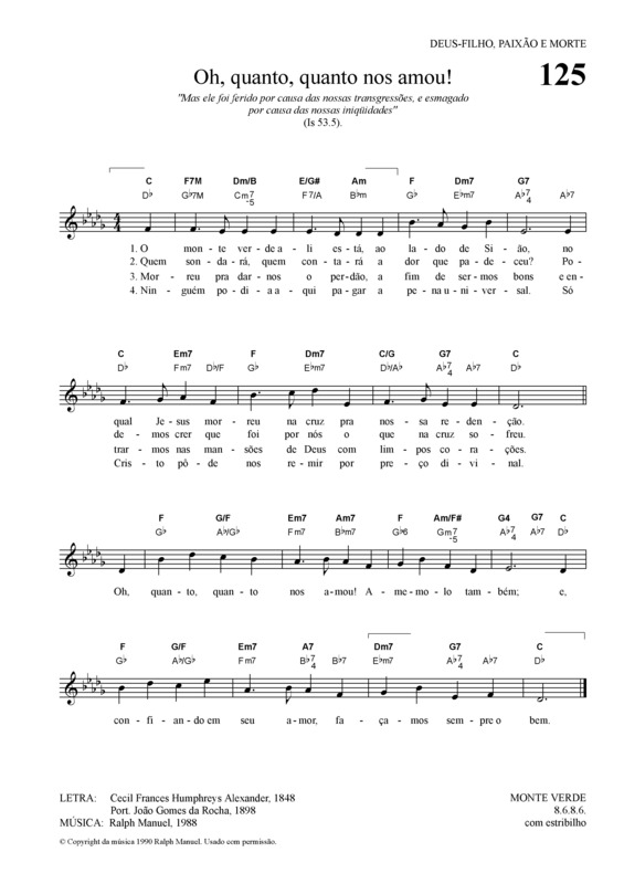 Partitura da música Oh Quanto Quanto Nos Amou