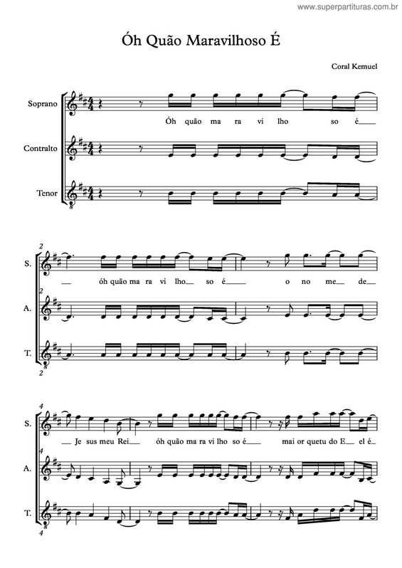 Partitura da música Oh Quão Maravilhoso É