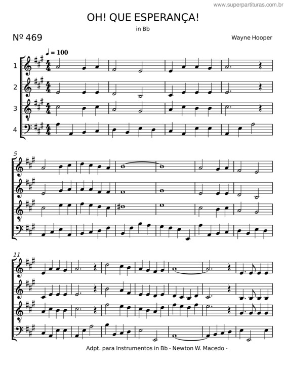 Partitura da música Oh Que Esperança – Hinário Adventista