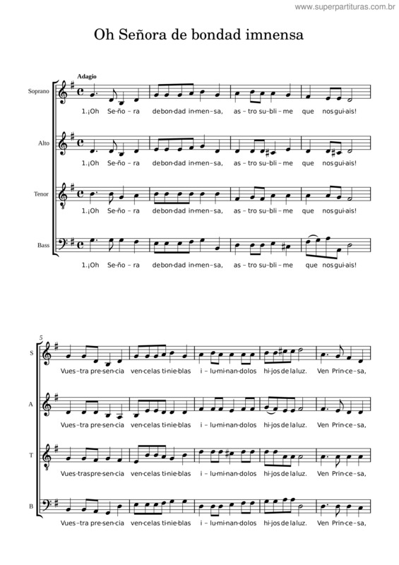 Partitura da música Oh Señora De Bondad Inmensa Oh Señora