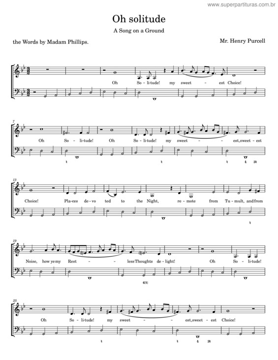 Partitura da música Oh Solitude – Henry Purcell v.4