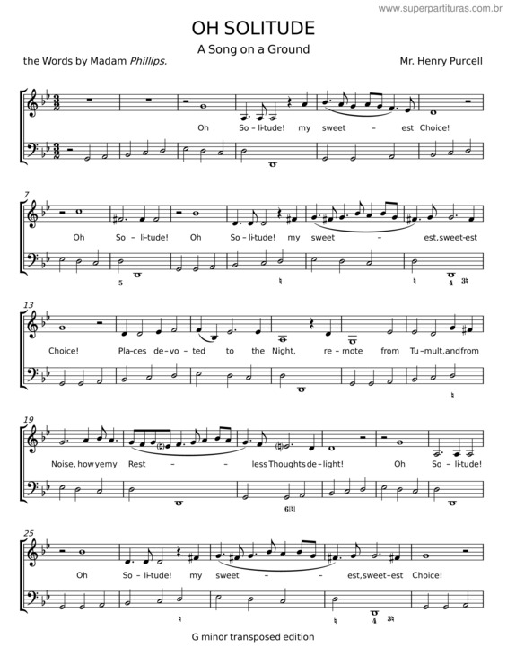 Partitura da música Oh Solitude v.2