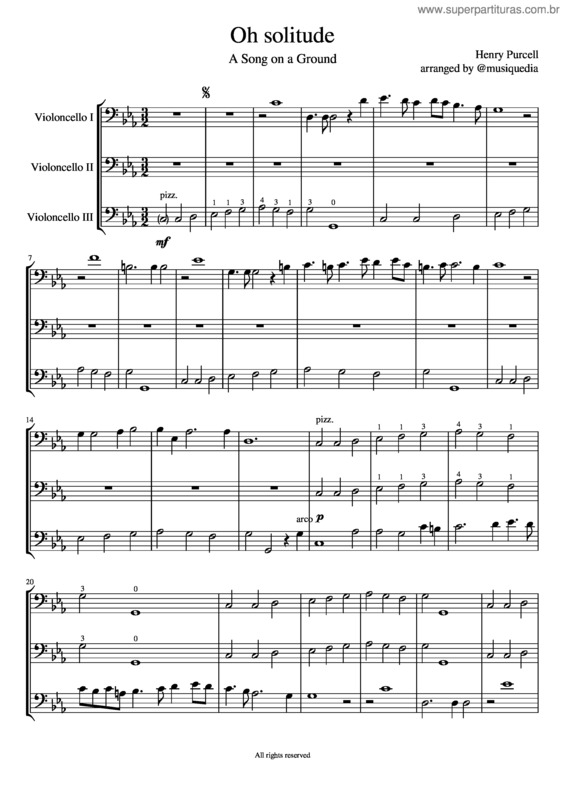 Partitura da música Oh Solitude