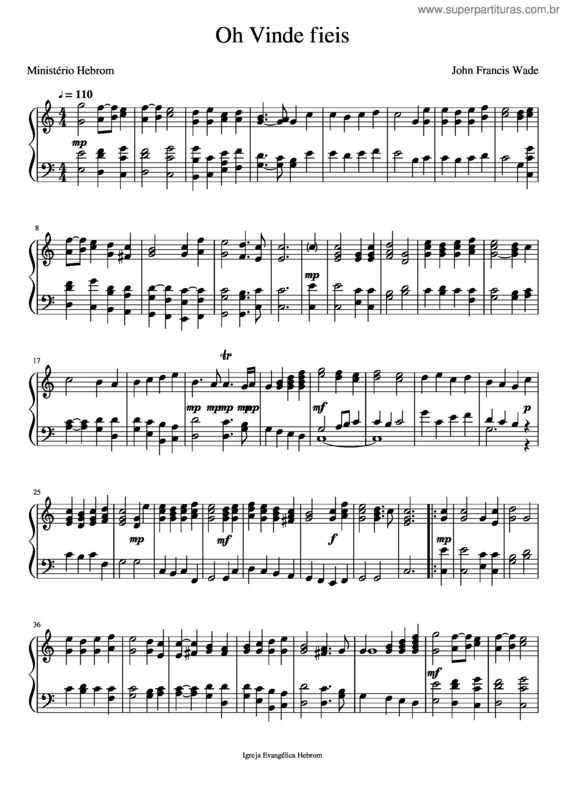 Partitura da música Oh Vinde Fieis Coral De Natal