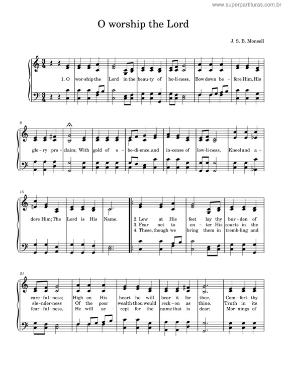 Partitura da música Oh Worship The Lord – John Samuel Bewley Monsell