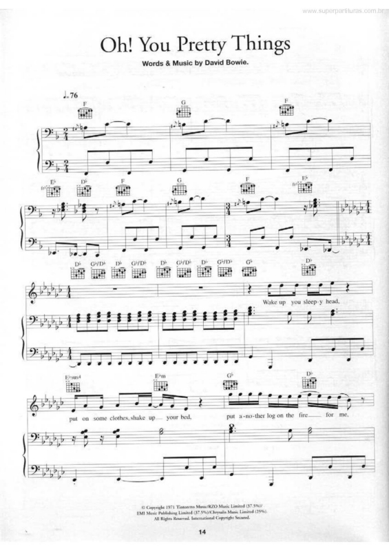 Partitura da música Oh You Pretty Things