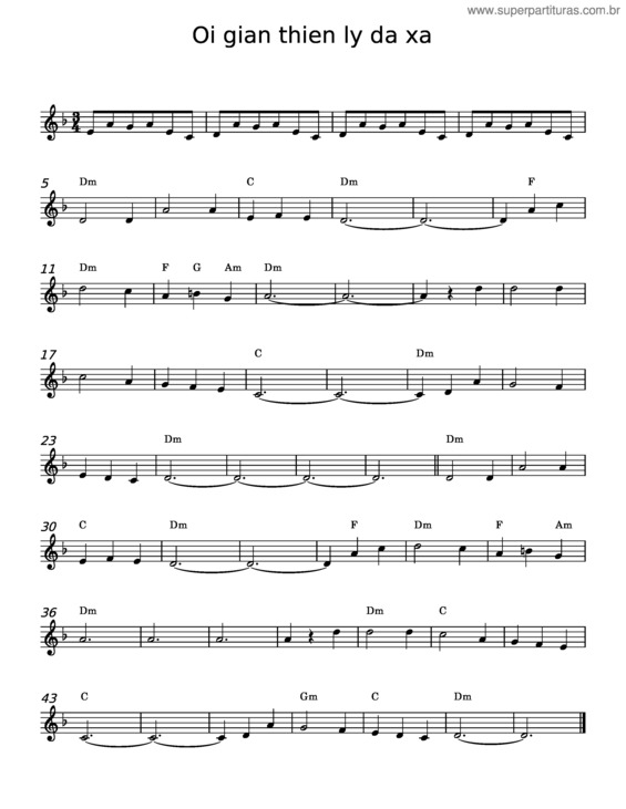 Partitura da música Oi Gian Thien Ly Da Xa