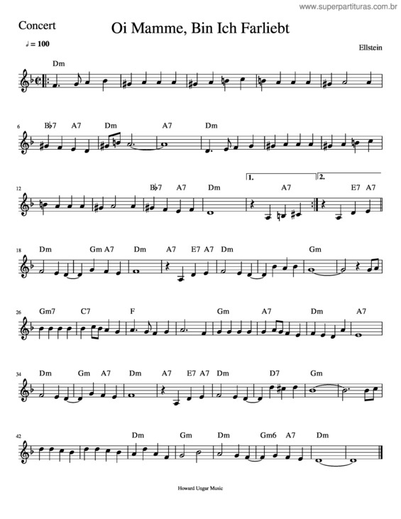 Partitura da música Oi Mamme, Bin Ich Farliebt