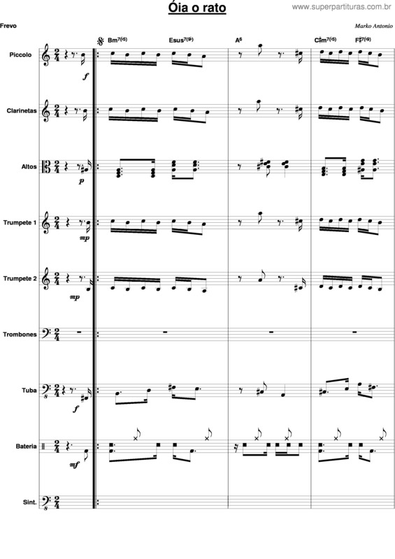 Partitura da música Óia O Rato