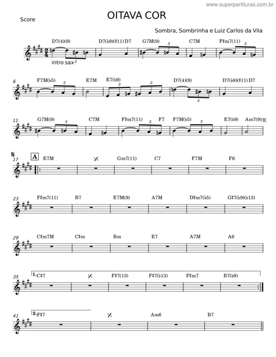 Partitura da música Oitava Cor – Sombra