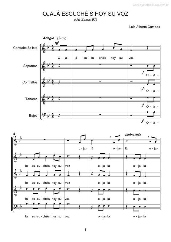 Partitura da música Ojalá Escuchéis Hoy su Voz