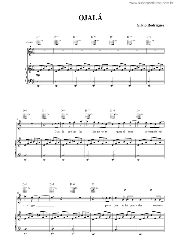 Partitura da música Ojalá