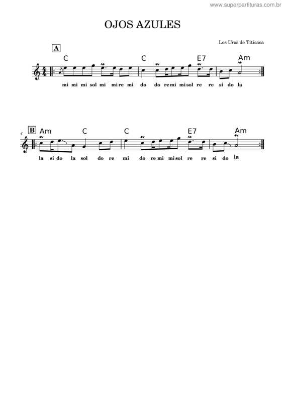 Partitura da música Ojos Azules .Mscz