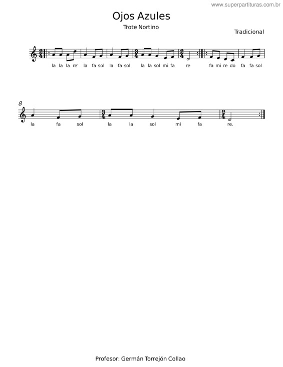 Partitura da música Ojos Azules v.6