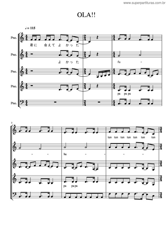 Partitura da música Ola!!