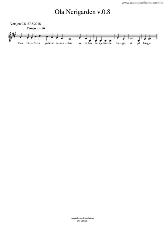 Partitura da música Ola Nerigarden