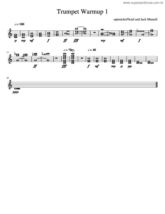 Partitura da música Ola Trumpet Warmup 1