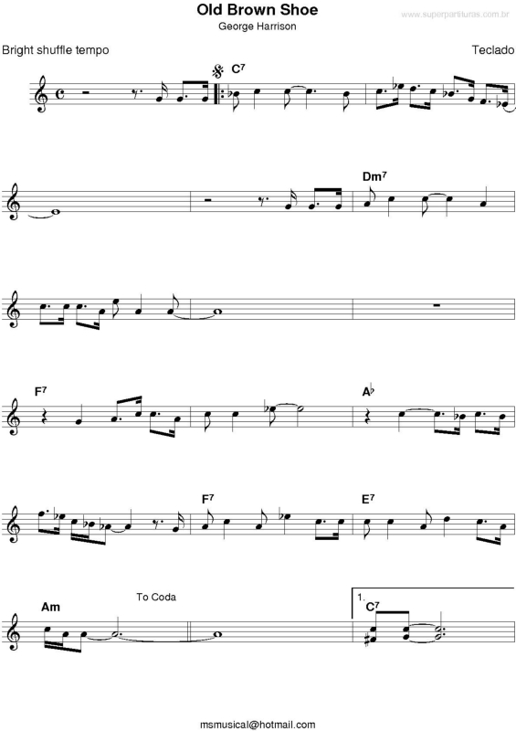 Partitura da música Old Brown Shoe v.2