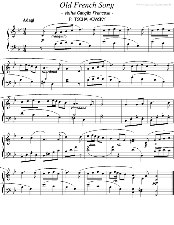 Partitura da música Old French Song (Velha Canção Francesa)