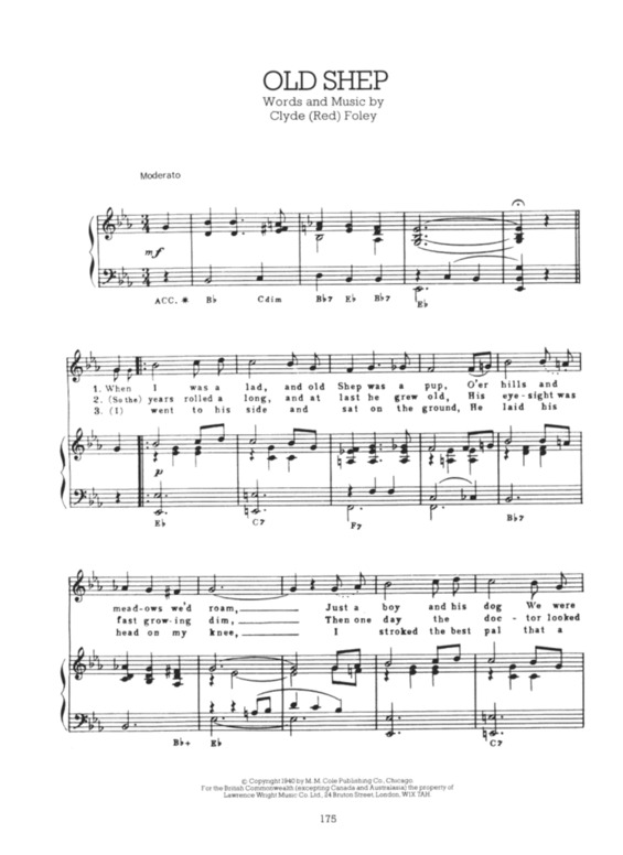 Partitura da música Old Shep v.3