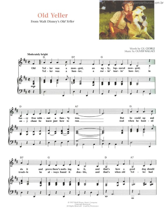 Partitura da música Old Yeller