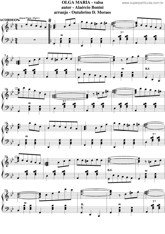 Partitura da música Olga Maria v.3