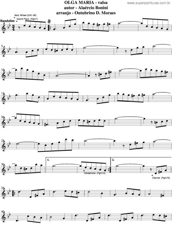 Partitura da música Olga Maria v.4