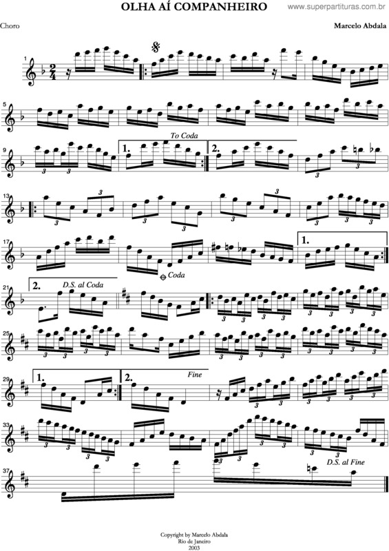 Partitura da música Olha Aí Companheiro