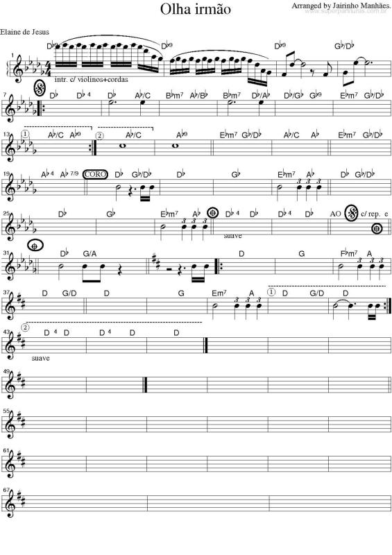 Partitura da música Olha Irmão