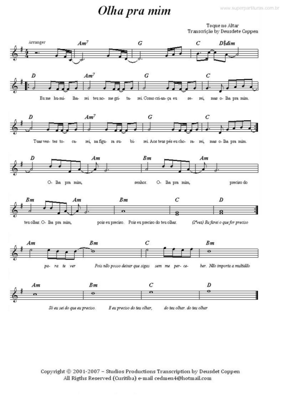 Partitura da música Olha Pra Mim