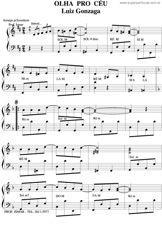 Partitura da música Olha Pro Céu v.2