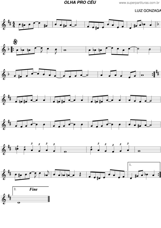 Partitura da música Olha Pro Céu v.4