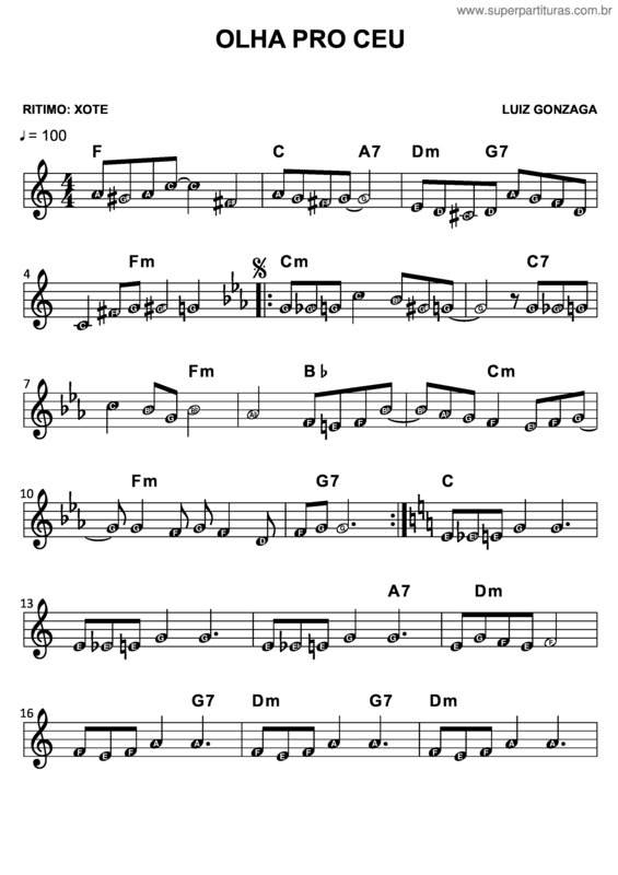 Partitura da música Olha Pro Céu v.6